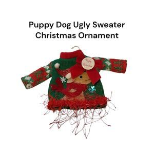 Puppy Dog Ugly Sweater Christmas Tree Ornament Clothes Hanger Hook NEW